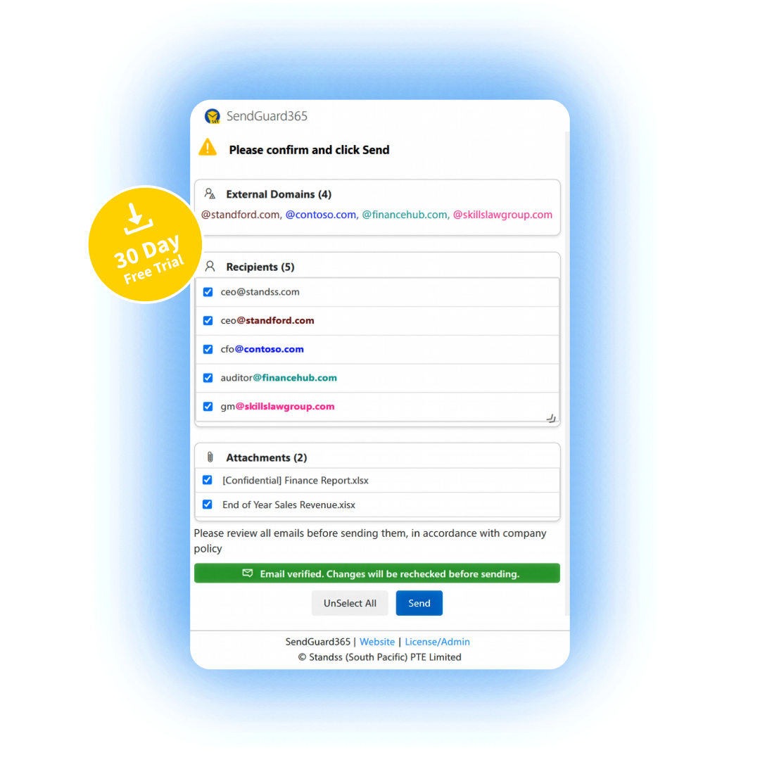 SendGuard email protection for law firms screenshot